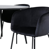 Jídelní stůl Dipp - 115 cm - černá dýha / celé černé nohy + židle Berit - černá / černý samet_4