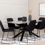 Jídelní stůl Piazza, černá šedá dýha+muce jídelní židle, černé nohy, černá látka_6