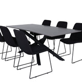 Jídelní stůl Piazza, černá šedá dýha+muce jídelní židle, černé nohy, černá látka_6