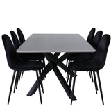 Jídelní stůl Piazza, černá šedá dýha+polární jídelní židle, černé nohy Black Velvet (ers√§tter 19902,888)_6