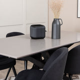 Jídelní stůl Piazza, černá šedá dýha + sametová jídelní židle, černé nohy, černá látka_6