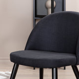 Jídelní stůl Piazza, černá šedá dýha + sametová jídelní židle, černé nohy, černá látka_6