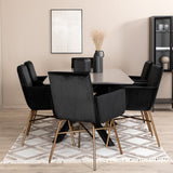 Jídelní stůl Piazza , černá šedá dýha + židle Petra , distressed měď Black Velvet_6