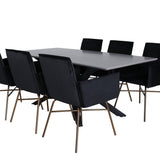 Jídelní stůl Piazza , černá šedá dýha + židle Petra , distressed měď Black Velvet_6