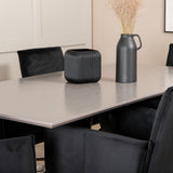 Jídelní stůl Piazza , černá šedá dýha + židle Petra , distressed měď Black Velvet_6