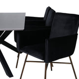 Jídelní stůl Piazza , černá šedá dýha + židle Petra , distressed měď Black Velvet_6