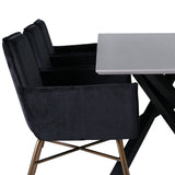 Jídelní stůl Piazza , černá šedá dýha + židle Petra , distressed měď Black Velvet_6