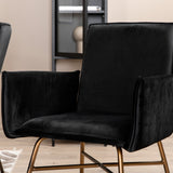 Jídelní stůl Piazza , černá šedá dýha + židle Petra , distressed měď Black Velvet_6
