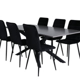 Jídelní stůl Piazza, černá šedá dýha + židle Windu Lyx, černá černá Velvet_6