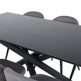 Jídelní stůl Piazza – černá / černá dýha + židle se sametovými stehy – černá / šedá mikrovlákno_6