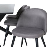 Jídelní stůl Piazza – černá / černá dýha + židle se sametovými stehy – černá / šedá mikrovlákno_6