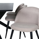 Jídelní stůl Piazza – černá / černá dýha + židle se sametovými stehy – černá / béžová látka (polyesterové prádlo)_6