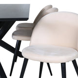 Jídelní stůl Piazza – černá / černá dýha + židle se sametovými stehy – černá / béžová Velvet_6