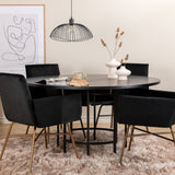 Copenhagen - Jídelní stůl kulatý - Černá / Černá + židle Petra - Distressed Copper / Black Velvet_4