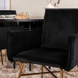 Copenhagen - Jídelní stůl kulatý - Černá / Černá + židle Petra - Distressed Copper / Black Velvet_4