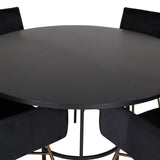 Copenhagen - Jídelní stůl kulatý - Černá / Černá + židle Petra - Distressed Copper / Black Velvet_4