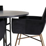 Copenhagen - Jídelní stůl kulatý - Černá / Černá + židle Petra - Distressed Copper / Black Velvet_4