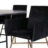 Copenhagen - Jídelní stůl kulatý - Černá / Černá + židle Petra - Distressed Copper / Black Velvet_4