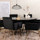Copenhagen - Jídelní stůl kulatý - Černá / Černá + židle Petra - Distressed Copper / Black Velvet_6