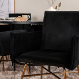 Copenhagen - Jídelní stůl kulatý - Černá / Černá + židle Petra - Distressed Copper / Black Velvet_6