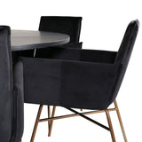 Copenhagen - Jídelní stůl kulatý - Černá / Černá + židle Petra - Distressed Copper / Black Velvet_6