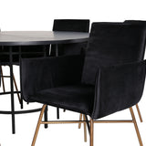 Copenhagen - Jídelní stůl kulatý - Černá / Černá + židle Petra - Distressed Copper / Black Velvet_6