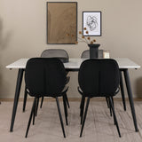 Jídelní stůl Jimmy - černá / bílá židle HPL+Emma - černá / černá a světle šedá Černý samet vzadu Šedý samet vpředu_4