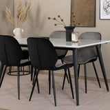 Jídelní stůl Jimmy - černá / bílá židle HPL+Emma - černá / černá a světle šedá Černý samet vzadu Šedý samet vpředu_4