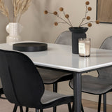 Jídelní stůl Jimmy - černá / bílá židle HPL+Emma - černá / černá a světle šedá Černý samet vzadu Šedý samet vpředu_4