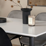 Jídelní stůl Jimmy - černá / bílá židle HPL+Emma - černá / černá a světle šedá Černý samet vzadu Šedý samet vpředu_4