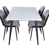 Jídelní stůl Jimmy - černá / bílá židle HPL+Emma - černá / černá a světle šedá Černý samet vzadu Šedý samet vpředu_4