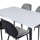 Jídelní stůl Jimmy - černá / bílá židle HPL+Emma - černá / černá a světle šedá Černý samet vzadu Šedý samet vpředu_4