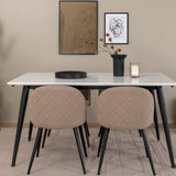 Jídelní stůl Jimmy – černá/bílá židle HPL+sametové stehy – černá/béžová látka (polyesterové prádlo)_4