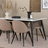 Jídelní stůl Jimmy – černá/bílá židle HPL+sametové stehy – černá/béžová látka (polyesterové prádlo)_4