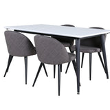 Jídelní stůl Jimmy – černá/bílá židle HPL+sametové stehy – černá/šedá mikrovlákno_4