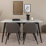 Jídelní stůl Jimmy – černá/bílá židle HPL+sametové stehy – černá/šedá mikrovlákno_4