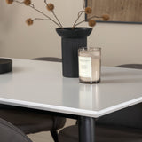 Jídelní stůl Jimmy – černá/bílá židle HPL+sametové stehy – černá/šedá mikrovlákno_4