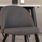 Jídelní stůl Jimmy – černá/bílá židle HPL+sametové stehy – černá/šedá mikrovlákno_4