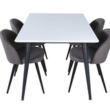 Jídelní stůl Jimmy – černá/bílá židle HPL+sametové stehy – černá/šedá mikrovlákno_4