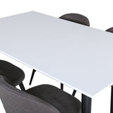 Jídelní stůl Jimmy – černá/bílá židle HPL+sametové stehy – černá/šedá mikrovlákno_4