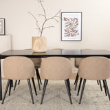 Jídelní stůl Pelle - Černá / černá Židle Black+Velvet Stitches - Černá / Béžová látka (polyesterové prádlo)_6