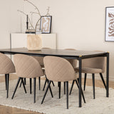 Jídelní stůl Pelle - Černá / černá Židle Black+Velvet Stitches - Černá / Béžová látka (polyesterové prádlo)_6