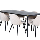 Jídelní stůl Pelle - Černá / černá Židle Black+Velvet Stitches - Černá / Béžová Velvet_6