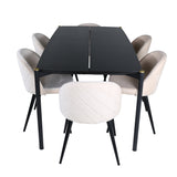 Jídelní stůl Pelle - Černá / černá Židle Black+Velvet Stitches - Černá / Béžová Velvet_6