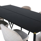 Jídelní stůl Pelle - Černá / černá Židle Black+Velvet Stitches - Černá / Béžová Velvet_6