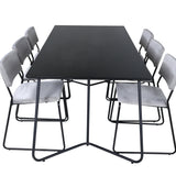 Jídelní stůl Petra - černá / černá dýha + židle Kenth - černá / světle šedá Velvet_6