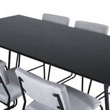 Jídelní stůl Petra - černá / černá dýha + židle Kenth - černá / světle šedá Velvet_6