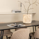 Jídelní stůl Petra - černá / černá dýha + židle se sametovými stehy - černá / béžová látka (polyesterové prádlo)_6