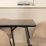 Jídelní stůl Petra - černá / černá dýha + židle se sametovými stehy - černá / béžová látka (polyesterové prádlo)_6