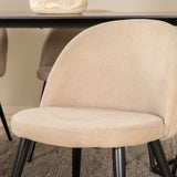 Jídelní stůl Petra - černá / černá dýha + židle se sametovými stehy - černá / béžová látka (polyesterové prádlo)_6